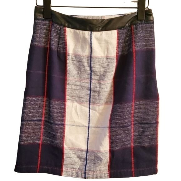 Merona Dresses & Skirts - MERONA | Plaid Pencil Skirt w/faux leather skirt